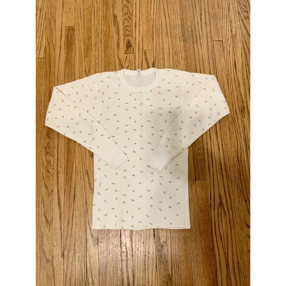 VTG 60s Lady Arctex S Rose Floral Thermal Long John Shirt Pants SET Waffle Under - Picture 3 of 11